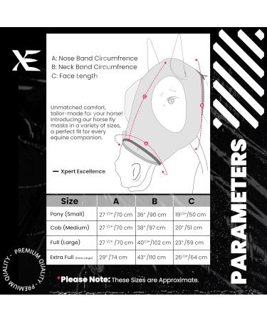 Buy Xe Horse Fly Mask with Ears - Breathable UV Protection for Horses | Standard Riding Black | Full (L) Size - Buy Online on GoSupps.com