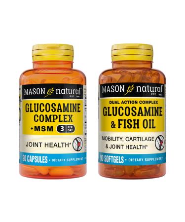 MASON NATURAL Ultimate Joint Support Bundle Glucosamine & Fish Oil + Glucosamine Complex with MSM 90 Softgels + 90 Capsules