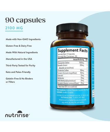 NutriRise Glucosamine Chondroitin MSM Turmeric 2100mg - Joint Health Support  90 Capsules - Buy Online on GoSupps.com