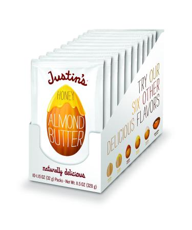 Honey Almond Butter Squeeze Packs by Justin's, Gluten-free, Non-GMO, Responsibly Sourced, 3 Packs of 10 (1.15oz each) Honey Almond 3 boxes of 10 Squeeze Packs