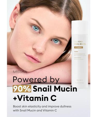 Buy MISSHA Cell Renew Snail Mucin Vitamin C Toner - 90% Snail Mucin for Glass Skin Deep Hydration & Improved Skin Texture - Paraben Free Korean Skincare - 5.07 Fl oz - Buy Online on GoSupps.com