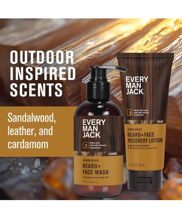 Every Man Jack Men's Beard + Face Wash & Lotion Set - Subtle Sandalwood Scent - Naturally Cleanse and Condition Your Beard & Skin - Buy Online on GoSupps.com