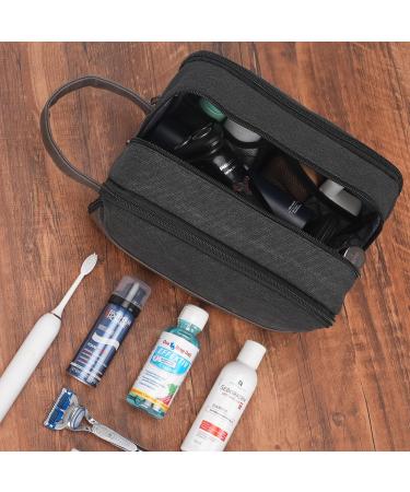 WANDF Men's Hanging Dopp Kit Travel Toiletry Bag - Water-Resistant Vegan Leather Shaving Bag in Black - Buy Online on GoSupps.com