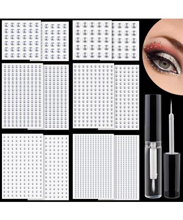 1982 Pcs of Rhinestone Stickers in 3/4/5/6/8/10mm Clear Self Adhesive Face Gems  Stick on Body Crystal Jewels with Quick Dry Makeup Glue for Face Eye Hair Nails Make up and Craft DIY Decorations 01-clear set - Buy Online on GoSupps.com