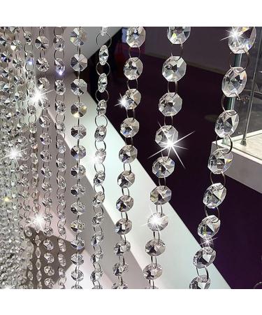 KIPETTO 33FT Crystal Acrylic Gems Bead Strands Hanging Clear Diamond Chain for Wedding Birthday Party Decorations