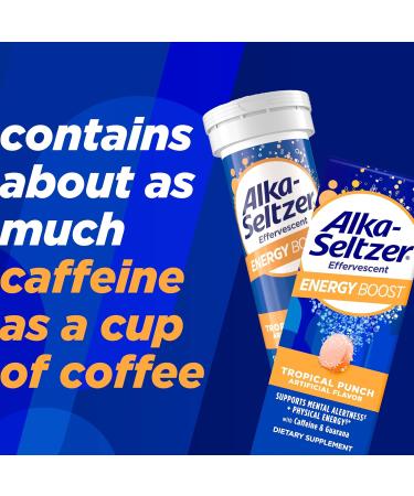 Alka-Seltzer Energy Boost - Caffeine & Guarana B Vitamins for Mental Alertness Fizzy Sugar-Free Tablets | 10ct Tropical Punch Flavor - Buy Online on GoSupps.com