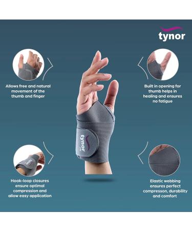 TYNOR Adjustable Wrist Brace Support for Fitness Weightlifting Tendonitis & Carpal Tunnel - Unisex Compression Strap for Sports & Arthritis (Grey - Buy Online on GoSupps.com