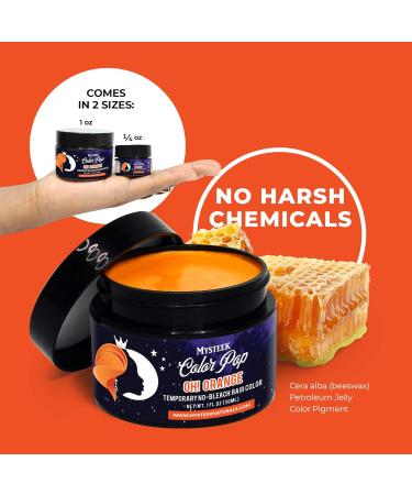 Mysteek Color Pop Temporary Hair Color - OH! Orange for Dark & Light Hair | No Bleach Easy Wash Out - 1 Fl Oz - Buy Online on GoSupps.com