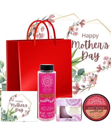 Mothers Day Gifts ncluding Bath Salt Body Butter & Soothing Scented Candle for Mother's Day from Son Daughter Wife Grandma Auntie Kids Friends. Teacher Nurses Appreciation Week Relaxation