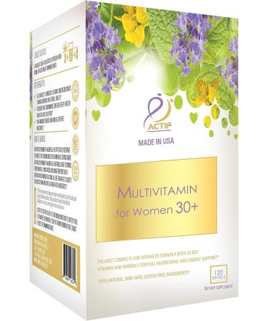 ACTIF Women's Multivitamin 30+ | 30 Organic Vitamins & Herbs | Non-GMO | Made in USA | 2-Month Supply - Buy Online on GoSupps.com