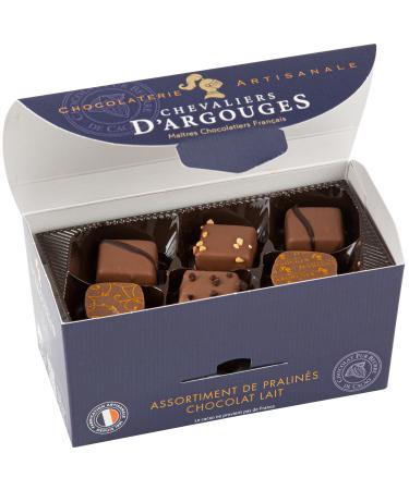 CHEVALIERS D'ARGOUGES French Master Chocolatiers - Assortment of milk chocolate pralines 33% - Tasting box 185g