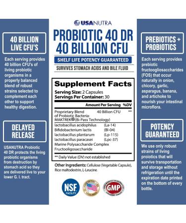 USANUTRA Probiotics for Women and Men 40 Billion CFUs Living Probiotics 20x More Effective wth Maktrek - Buy Online on GoSupps.com