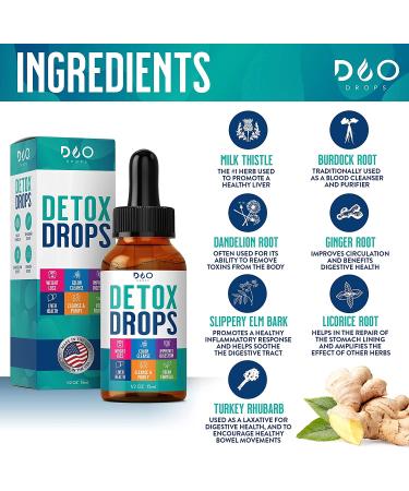 Detox Drops - 14 Day Cleanse for Colon & Digestion | Reduce Bloating, Liver & Kidney Detox | Full Body Repair - Men & Women - Buy Online on GoSupps.com