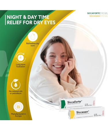 Siccasan & Siccaforte Eye Gel for Dry Eyes - Intensive Carbomer & Dexpanthenol Formula | Hydrating Corneal Gel & Lubricant | Night & Day Use | Soothes Sore and Red Eyes - 0.35 oz (Pack of 2) - Buy Online on GoSupps.com