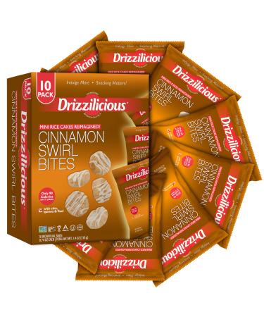 Drizzilicious Cinnamon Swirl 10 Pack | Mini Snack Chocolatey Rice Cakes | Vegan Air Popped Chia, Quinoa, Flax Snacks