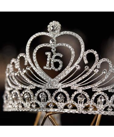 Sweet 16 Rhinestone Birthday Crown - Girls Princess Tiara and Headband - Buy Online on GoSupps.com