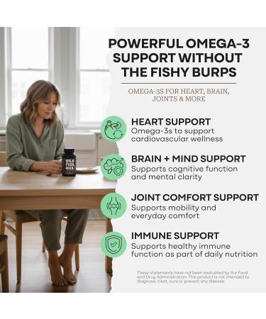 Wild Foods Omega 3 Fish Oil Supplement, 120 Capsules (1 pk) | Wild Caught, Burpless, Odorless, Non-GMO, Gluten Free | DPA, DHA, EPA Triple Strength Heart & Joint Nutrition for Women & Men 120 Count (Pack of 1) - Buy Online on GoSupps.com