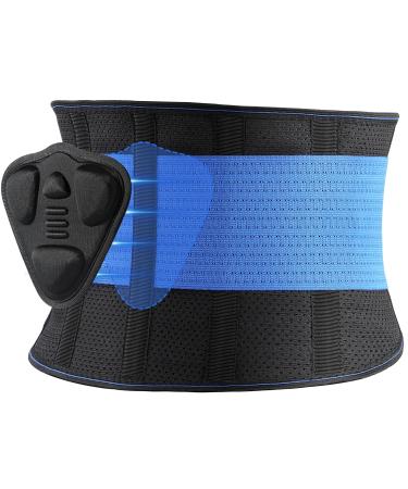 Fitomo Lower Back Support for Men Women with 3D Lumbar Pad & 5 Flexible Supports Ultra-thin Mesh Fabric Back Brace for Lower Back Pain Relief Posture Work Heavy Lifting Sciatica Herniated Disc Blue XXL