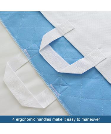 Washable Incontinence Bed Pads 34x52 Inch (2 Pack) Reusable Hospital Bed Pads for Adults, Elderly, Kids Positioning Bed Pad with Handles Blue - Buy Online on GoSupps.com