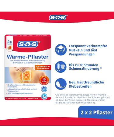 SOS Heat Paving for Muscle & Joint Pain | 8-Hour Deep Heat Pads for Back & Shoulders | Relieve Tension with 2x2 Plaster Heat Therapy - Buy Online on GoSupps.com