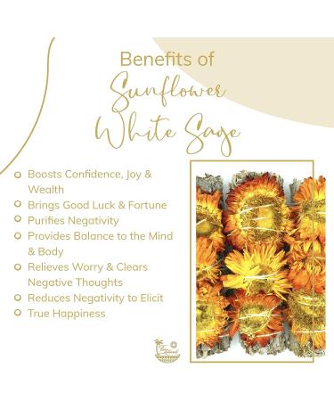 FAIZA NATURALS Sunflower White Sage Smudge Stick - 3 Pack | Cleansing and Purifying Bundle - Buy Online on GoSupps.com
