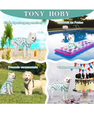 TONY HOBY Dog Pajamas - Soft Breathable Summer Dog Jumpsuit with Polka Dots in Dark Green (S) | International Shipping Available - Buy Online on GoSupps.com