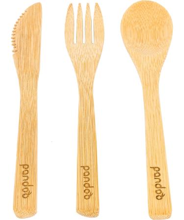 pandoo Set de 5: couteaux en bambou 100% naturels - couverts r utilisables et respectueux de l'environnement - De haute qualit l ger et stable - 100% biod gradable - Buy Online on GoSupps.com