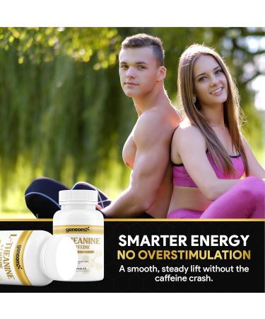 Geneomx L-Theanine + Caffeine Supplement - Extra Strength 2-in-1 Formula for Mental Clarity Energy and Focus with Natural Green Coffee Bean Extract Supports Calm & Alertness | 30 Vegetarian Capsules - Buy Online on GoSupps.com