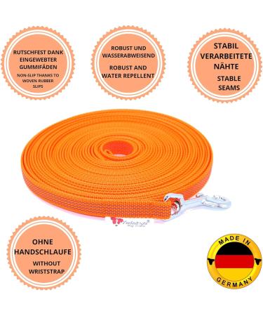 Twinkys Dog Style Tow Leash - 15mm Wide Rubberized 50m Long for Dogs Up to 50kg - Hand Loop Free - Made in Germany - Orange - Buy Online on GoSupps.com