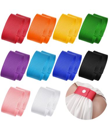 Dingion 10 Pairs Sports Softball Sleeve Straps Shirt Sleeve Ties Solid Color Sleeve Holders Gymnastics Sleeve Clips Soccer Sleeve Straps for Shirts  10 Colors()