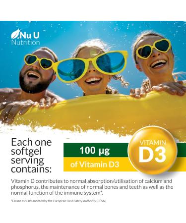 Vitamin D3 4000 IU 365 Softgel Capsules - Full Year Supply | Quadruple Strength Supplement for Easy Swallowing - Buy Online on GoSupps.com