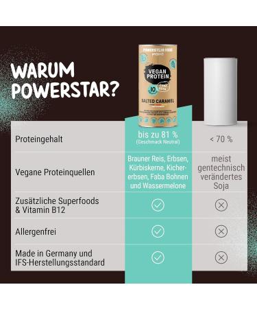 Powerstar Vegan Protein 500g | Soy-Free Multi-Component Protein Powder with 10 Superfoods | German Quality | Ideal for Muscle Building | Salted Caramel Flavor - Buy Online on GoSupps.com