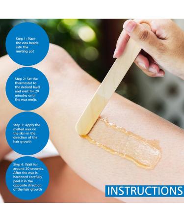 Adjustable Temperature Wax Warmer Hair Removal Kit - Includes 4 Bags Hard Wax Beads, Application Spatulas, Vented Cover, Auto Shut-Off - Buy Online on GoSupps.com