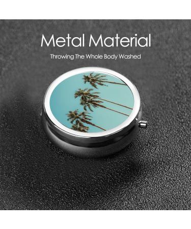 Buy Palm Tree Round Pill Box - 3 Compartment Travel Organizer for Vitamins & Medications | Portable Mini Decorative Pill Case - Buy Online on GoSupps.com