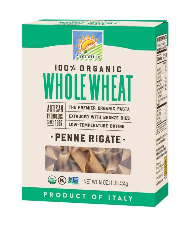 Bionaturae Penne Rigate Whole Wheat Pasta | Whole Wheat Penne Rigate Pasta | Non-GMO | Kosher | USDA Certified Organic | Made In Italy | 16 oz (6 Pack)