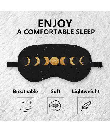 Boho Sun Moon Silk Eye Mask | Adjustable Black Gold Blindfold for Sleep | Perfect for Travel & Naps - Buy Online on GoSupps.com