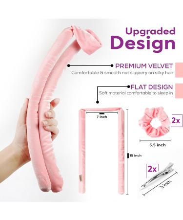 HIMU Heatless Hair Curler Set - Overnight Heatless Curls | Hair Curlers No Heat & Damage to Hair Heatless Curling Rod Headband Heatless Curlers for Long Hair & Short Heatless Curls Headband (Pink) - Buy Online on GoSupps.com