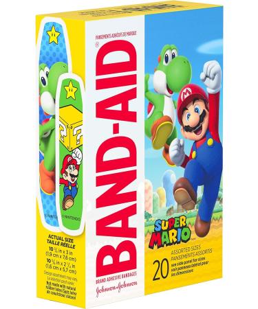 Band-Aid Super Mario 20 Count Assorted Sizes - Fun and Colorful Bandages - Buy Online on GoSupps.com