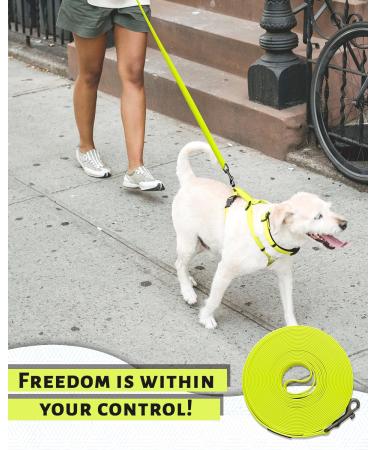 Looxmeer Durable Dog Tow Lines - 3m to 30m Leashes with Hand Loop & D Carabiner - Tear-Resistant Training Line in Neon Yellow - Buy Online on GoSupps.com
