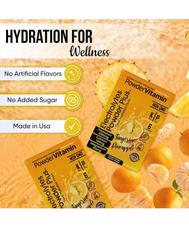 PowerVitamin Electrolytes Powder Packets - Tangerine Pineapple - Keto Electrolytes for Daily Energy - Hydration Powder with 1000mg Potassium, 120mg Magnesium, Zero Calories - 30 Hydration Packets Tangerine Pineapple 7.5 Oun  - Buy Online on GoSupps.com