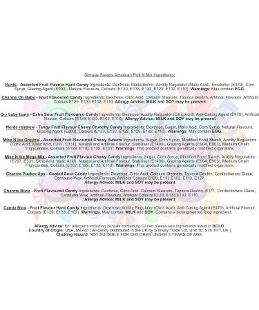 Simway Sweets USA Pick N Mix 750g Resealable Pouch - Includes Nerds Runts Charms Mike N Ike & More USA Candies - Buy Online on GoSupps.com