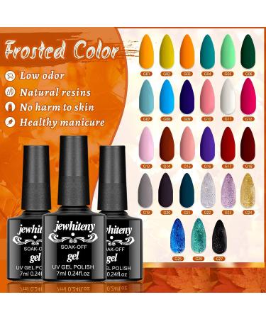 JEWHITENY 30PCS Gel Nail Polish Kit with Portable UV Light - Professional Manicure Set for Home & Salon with 27 Colors, Glossy & Matte Top Coat, Base Coat - Long-Lasting Gel Nail Polish Set - Buy Online on GoSupps.com