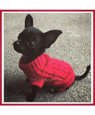 Chihuahua Clothes Puppy Dog Coat Knit Jumper Cosy Teacup Smaller Breeds XXXS Tiny Toy Miniature Dogs (XXXS RED) 3XS (Pack of 1) - RED