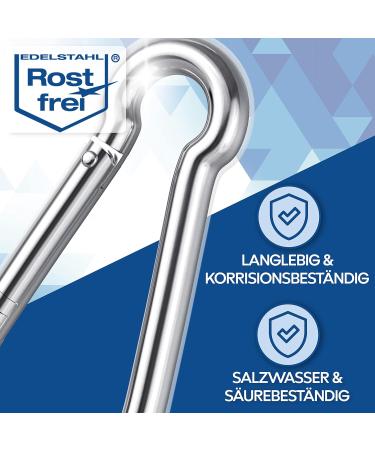 Garsiduro Stainless Steel Carabiner - Professional DIN 5299 Rustproof Hook for Fire Brigade Key Ripper Heavy Load - 5 Pack - Buy Online on GoSupps.com