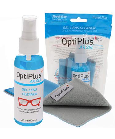 OptiPlus Anti-Reflective Gel Lens Cleaner and Dual-Purpose Microfiber Cloth | Streak-Free Glasses Cleaner