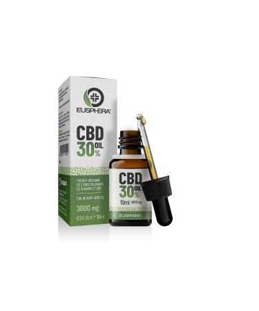 EUSPHERA - 30% Pure 100% Natural Oil With Omega 3 6 9 and Vitamins Without Coservater Made in EU Easy to use 300+ Drops 10ml 3000mg