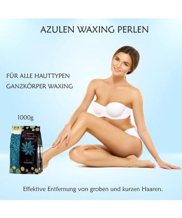 Dermawax Azulen Film Wax with Coconut Oil - 1kg Professional Hair Removal Wax for Face Legs Arms & Back - Hard Wax Pearls for Smooth Depilation - Buy Online on GoSupps.com
