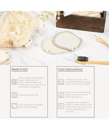 Wild & Stone Reusable Make-Up Remover Pads | 16 Eco-Friendly Organic Cotton Pads | Washable Bag Included | Perfect for All Skin Types - Buy Online on GoSupps.com