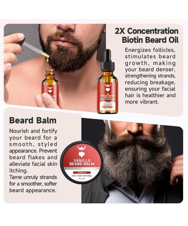 Beard Growth Kit - 2X Biotin Concentration for Men | Natural Argan & Jojoba Oils | Vitamin-Infused (Vanilla - Buy Online on GoSupps.com