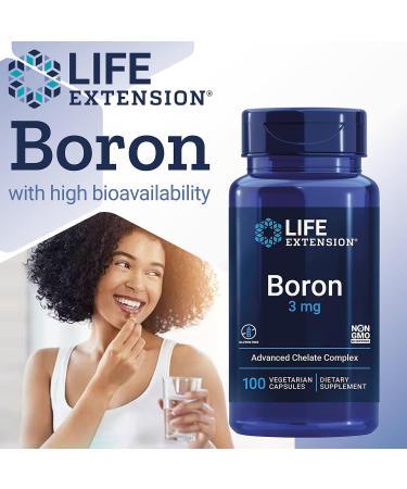 Life Extension Boron 3mg with Vitamin B2 | 100 Vegan Capsules | Gluten-Free, Vegetarian, Non-GMO - Buy Online on GoSupps.com